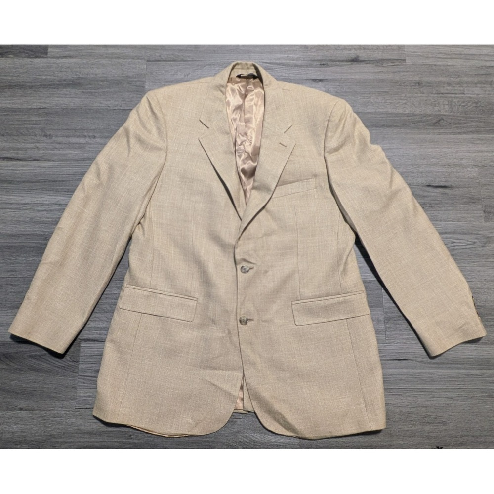 Brooks Brothers 346 Men's Tan Wool Silk Linen 2 Button Sports Coat Size‎ 43L